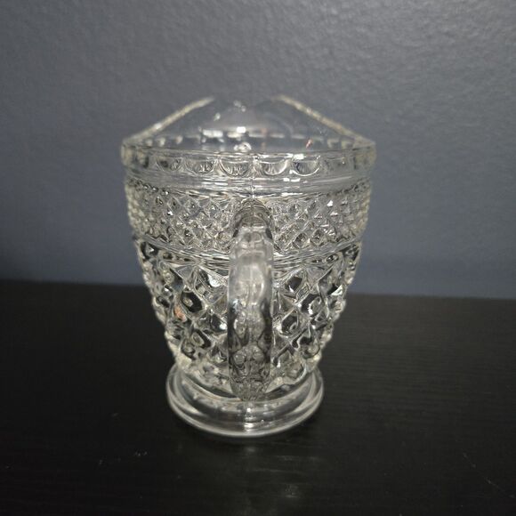 Vintage Anchor Hocking Wexford - Clear Glass Creamer - Diamond Pattern - 4" tall - Picture 4 of 7